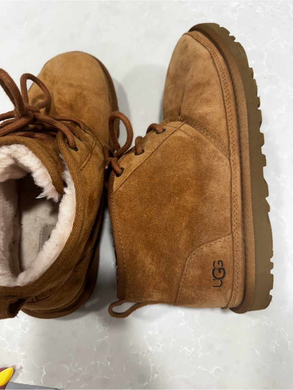 UGG Chestnut Suede Shearling-Lined Lace-Up Boots